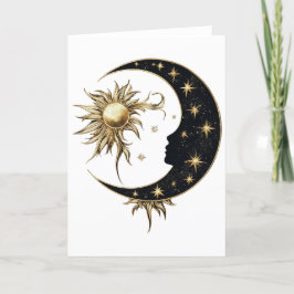 金ゴールドSun & Moon Greetingsカード サンキューカード