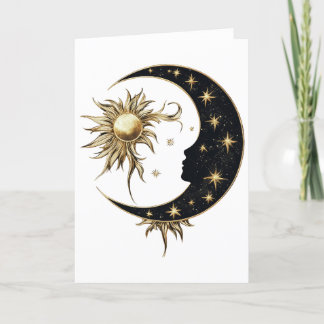 金ゴールドSun & Moon Greetingsカード サンキューカード