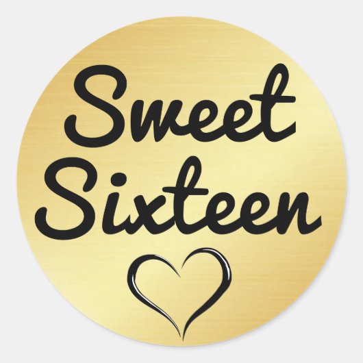 金ゴールドSweet sixteenシール(ハート) ラウンドシール (正面)