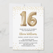金ゴールドSweet sixteen | Sweet 16 Birthdayパーティー 招待状 (正面)