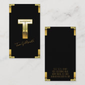 金ゴールドTイニシャル及び縁どビジネスカード 名刺 (正面/裏面)