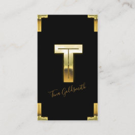 金ゴールドTイニシャル及び縁どビジネスカード 名刺