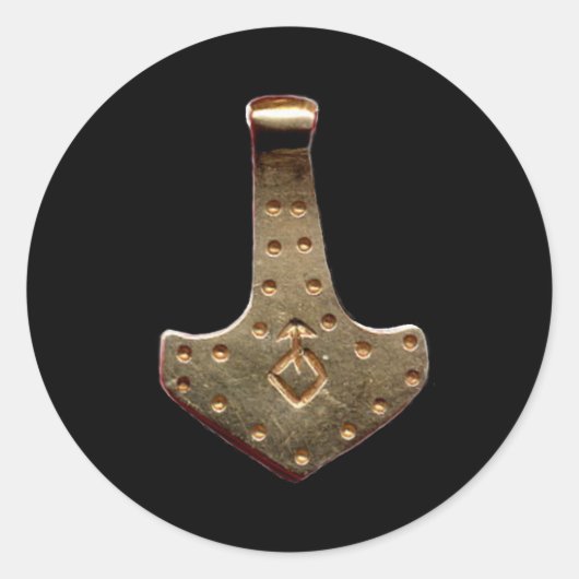 金ゴールドThor Hammerブラックラージラウンドスティッカー ラウンドシール (正面)