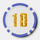 金ゴールドThor Hammerホワイトブルー10ストライプのトランプのポーカーチップ ポーカーチップ (裏面)