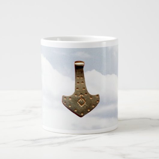 金ゴールドThor Hammer雲ジャンボマグ ジャンボコーヒーマグカップ (正面)