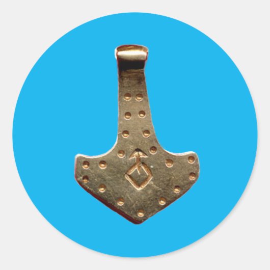 金ゴールドThor Hammer blue大型ラウンドスティッカー ラウンドシール (正面)