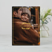 金ゴールドTigs Black You Are 招待され Photo 結婚's 箔招待状 (立ち正面)