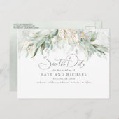 金ゴールドTouchグリーンリーロマンチック日付を保存 ポストカード (正面/裏面)