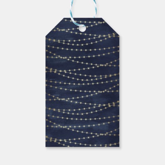 金ゴールドTwinkleストリングライツネイビーブルーありがとう ギフトタグ (裏面)