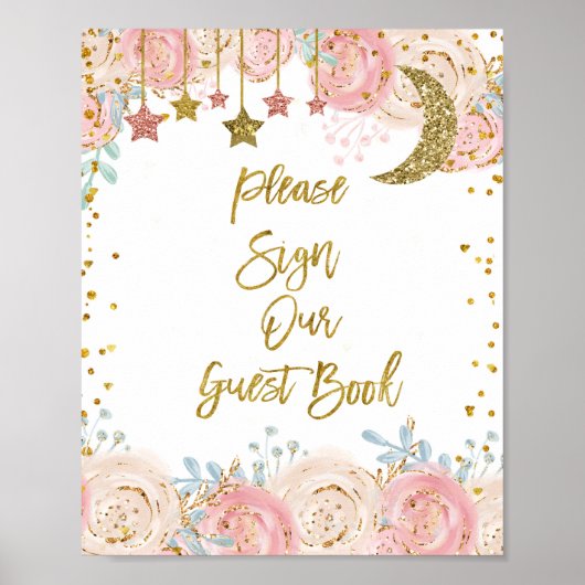 金ゴールドtwinkle twinkleお申し込みゲストブック ポスター (正面)