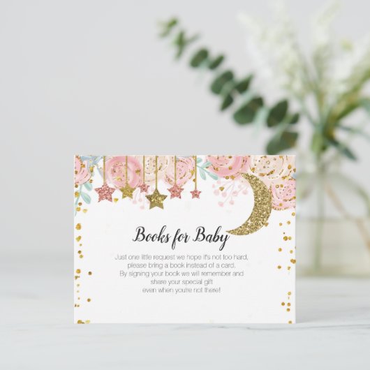 金ゴールドtwinkle twinkle – 本の挿入物を持って来る インビテーションポストカード (スタンド正面)