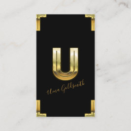 金ゴールドUイニシャルおよび縁どビジネスカード 名刺