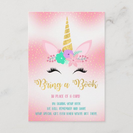 金ゴールドUnicornフローラがブックインサートカードを持ってくる エンクロージャーカード (正面)