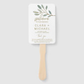 金ゴールドveinedユーカリ結婚式 プログラム ハンドファン (正面)