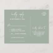 金ゴールドveinedユーカリ食事制限RSVP インビテーションポストカード (裏面)