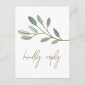 金ゴールドveinedユーカリ食事制限RSVP インビテーションポストカード (正面)