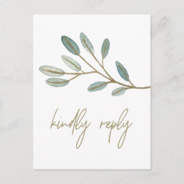 金ゴールドveinedユーカリ食事制限RSVP インビテーションポストカード