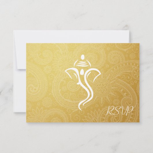 金ゴールドVinayaka Wedding RSVPカード (裏面)