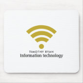 金ゴールドWi-Fiロゴ、情報技術、コンピュータ マウスパッド (正面)