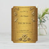 、金ゴールドXの金ゴールド年長後輩、プロム花柄、アールデコ 招待状 (スタンド正面)