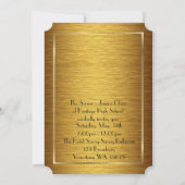 、金ゴールドXの金ゴールド年長後輩、プロム花柄、アールデコ 招待状 (裏面)