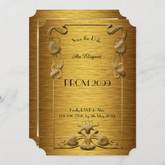 、金ゴールドXの金ゴールド年長後輩、プロム花柄、アールデコ 招待状