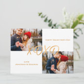 金ゴールドXOXOハッピーバレンタインデー写真 シーズンカード (スタンド正面)