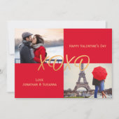 金ゴールドXOXOハッピーバレンタインデー写真 シーズンカード (正面)