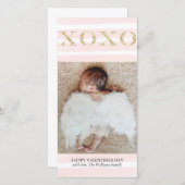 金ゴールドXOXOバレンタインの写真カード シーズンカード (正面/裏面)