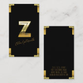 金ゴールドZイニシャルと縁どビジネスカード 名刺 (正面/裏面)