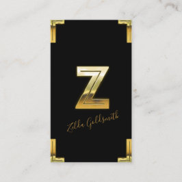 金ゴールドZイニシャルと縁どビジネスカード 名刺