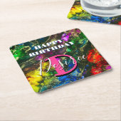 金サイケデリック箔アルコールインク スクエアペーパーコースター (アングル)