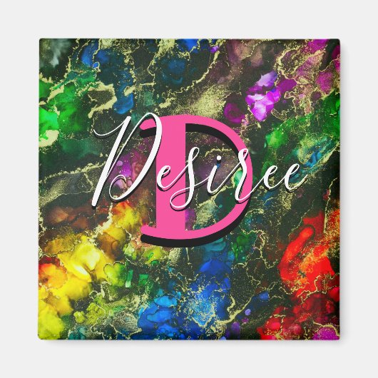 金サイケデリック箔アルコールインク マグネット (正面)