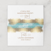 金シンプル箔とアクアブルーのミニマ縁どリスト プレイスカード (外部開封)