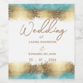 金シンプル箔とアクアブルーのミニマ縁どリスト ワインラベル (シングルラベル)