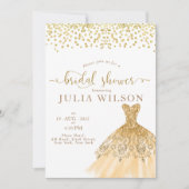 金シンプル箔グリッター縁どブライダルシャワー 招待状 (正面)