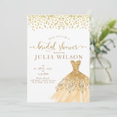 金シンプル箔グリッター縁どブライダルシャワー 招待状 (スタンド正面)