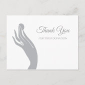 金シンプル貨を持つ女性手に感謝の言葉を贈る ポストカード (正面)