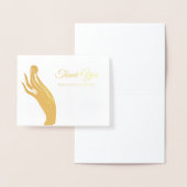 金シンプル貨を持つ女性手に感謝の言葉を贈る 箔カード (ディスプレー)