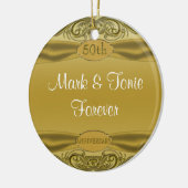 金スクロール第50結婚記念日 セラミックオーナメント (左)