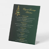 金スタイリッシュのクリスマスツリー結婚の飲み物 台座サイン (正面)