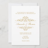 金スタイリッシュエレガント額オーナメント結婚 招待状 (正面)