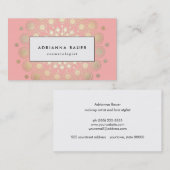 金スタイリッシュフェイク箔サークルモティーピンク 名刺 (正面/裏面)