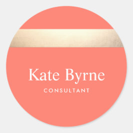 金スタイリッシュフェイク箔ストライプモダンコーラルオレンジ ラウンドシール