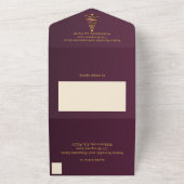 金スタイリッシュミニマルのクリスマスツ結婚リー オールインワン招待状 (外側)