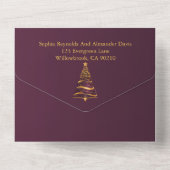 金スタイリッシュミニマルのクリスマスツ結婚リー オールインワン招待状 (裏面)