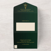 金スタイリッシュミニマルのクリスマスツ結婚リー オールインワン招待状 (外側)