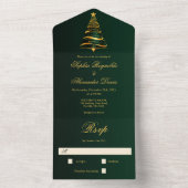 金スタイリッシュミニマルのクリスマスツ結婚リー オールインワン招待状 (内側)