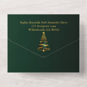 金スタイリッシュミニマルのクリスマスツ結婚リー オールインワン招待状 (裏面)