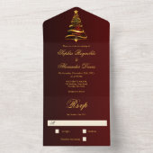 金スタイリッシュミニマルのクリスマスツ結婚リー オールインワン招待状 (内側)